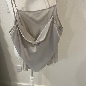 Silver, silky cowl drape cami.